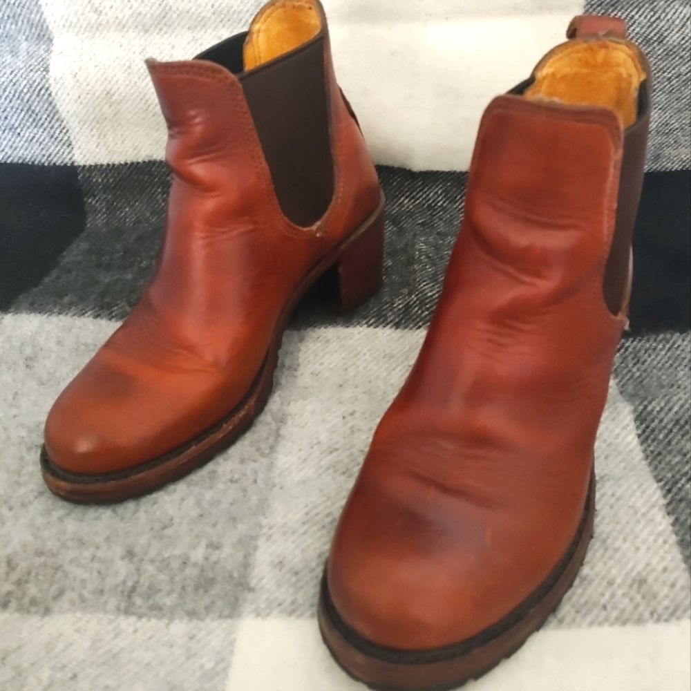 Frye Brown Leather Chelsea Ankle Boots